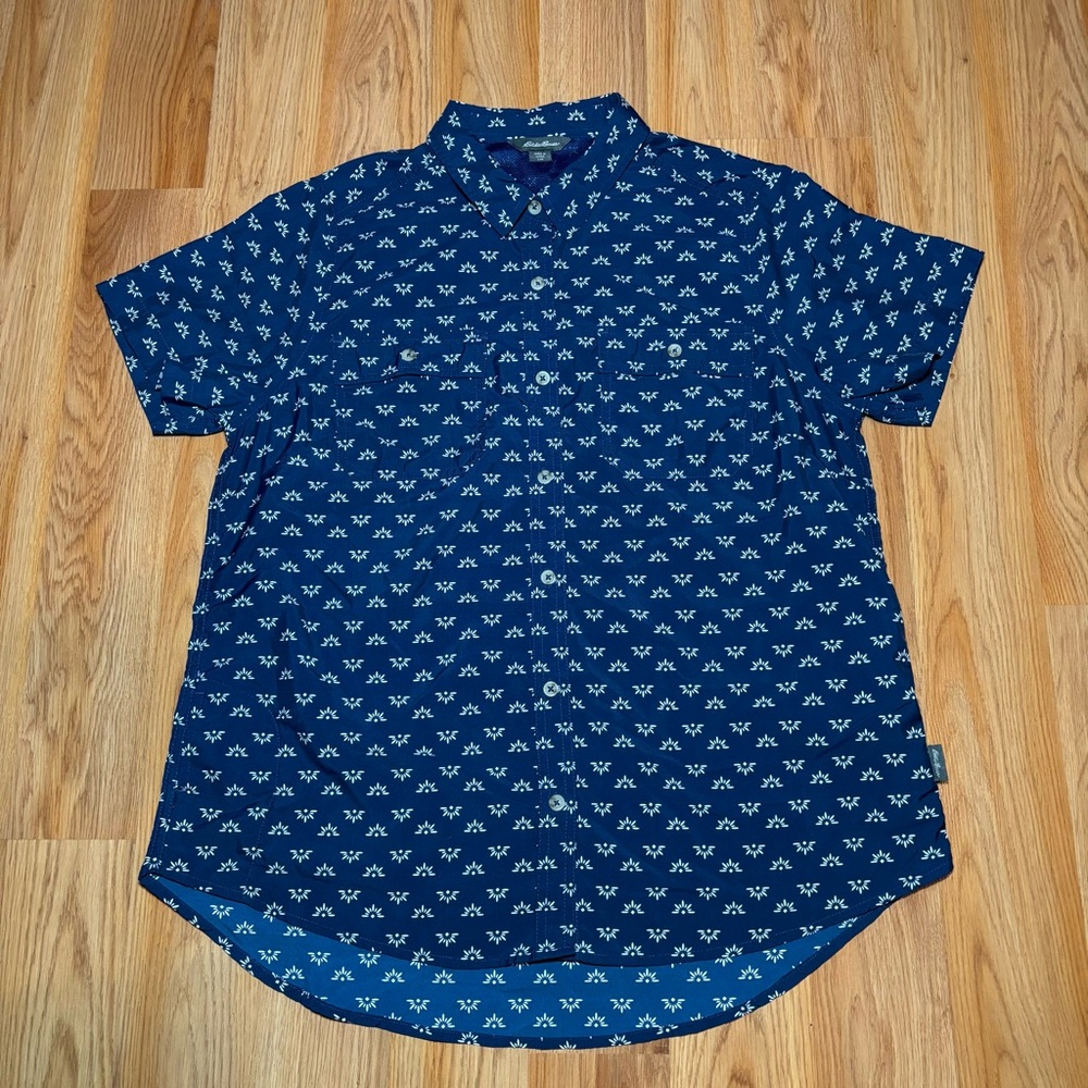 Eddie Bauer Ladies Short Sleeve Adventure Top - Blueprint Geo Size Large